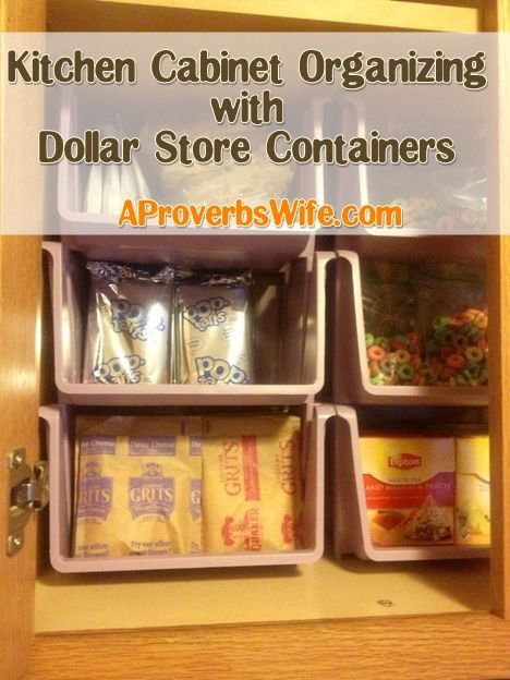 Organized Homemaking : Kitchen Cabinet Organzing with Containers