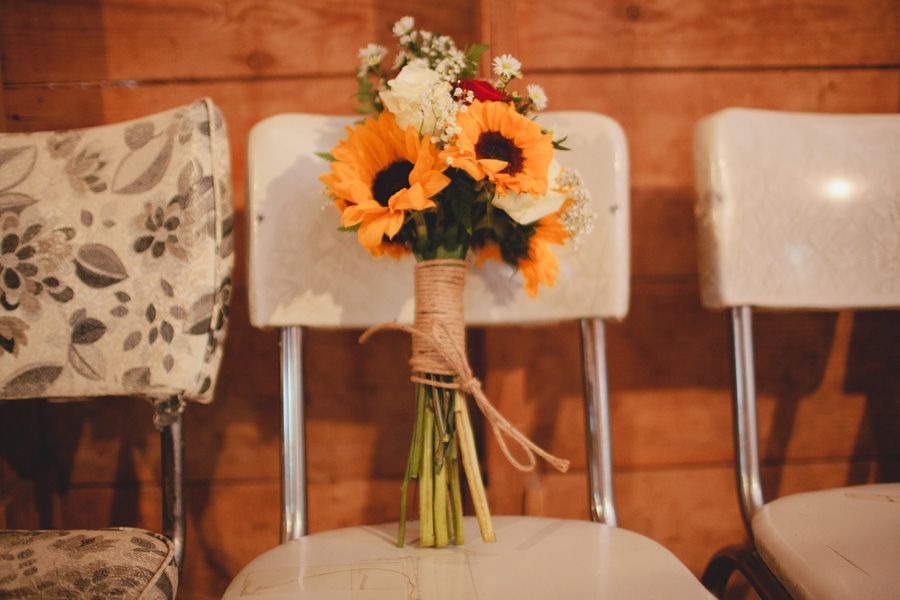 Simple sunflower wedding bouquet