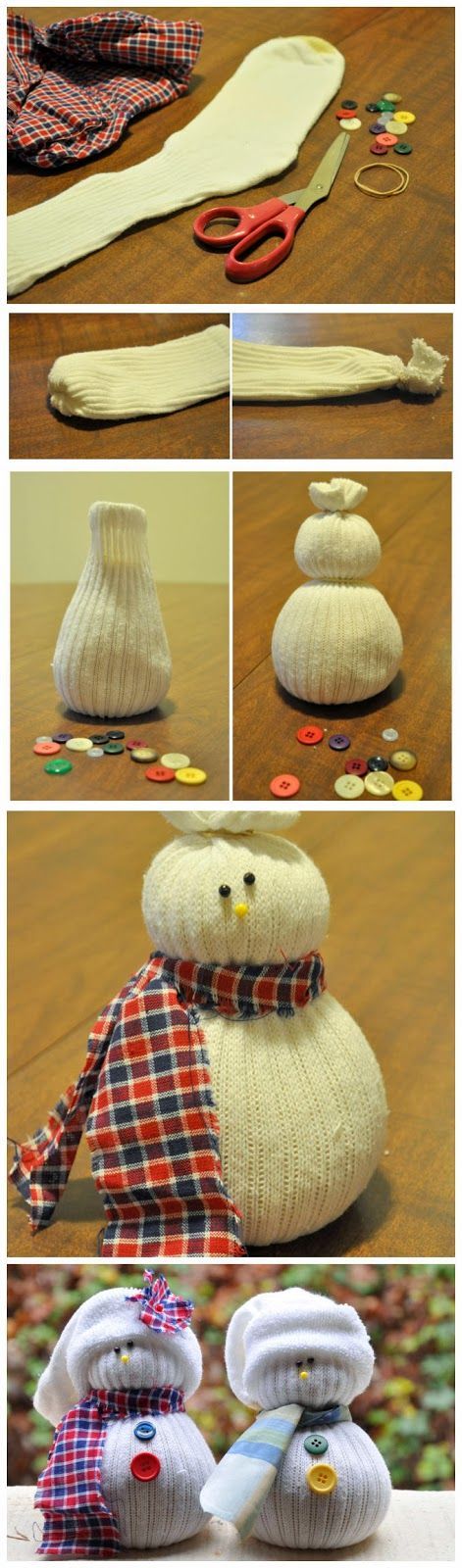 Sock snowmen! Such a cute craft project.