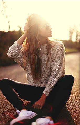 sparkle sweater and converse