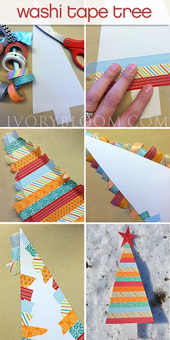 Steps to make this cute tree out of washi tape! Fun craft project for the kids.