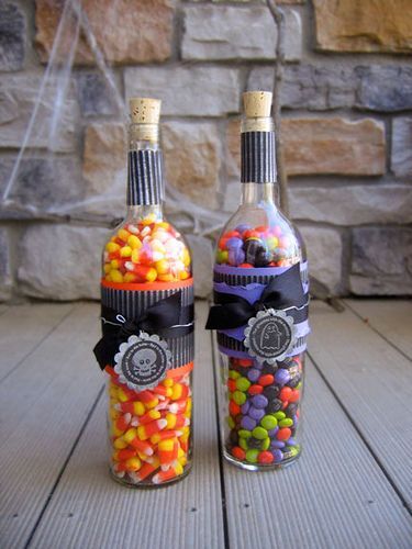 wine bottles as candy jars… great for gifts I must remember this! Judy ~