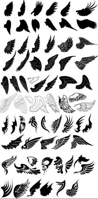wing tattoos (I want some on the back of my ankle, that are like the first illus