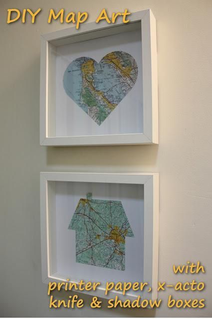 Apartment : DIY Map Wall Art. I like the idea of the heart showing where you met