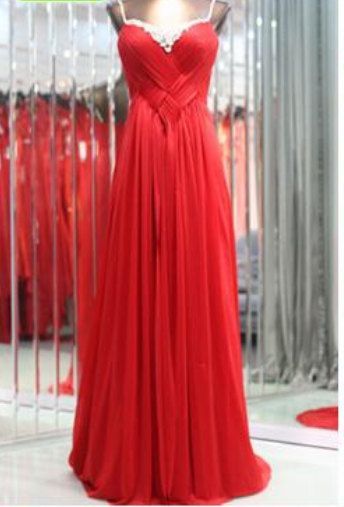 Chiffon A-line Long Red Prom/Cocktail/ Formal Evening /Homecoming/ Bridesmaid/ W