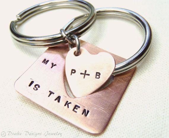 Personalized Keychain Set… Taken Heart Key Ring Set for Couples… Long Distan