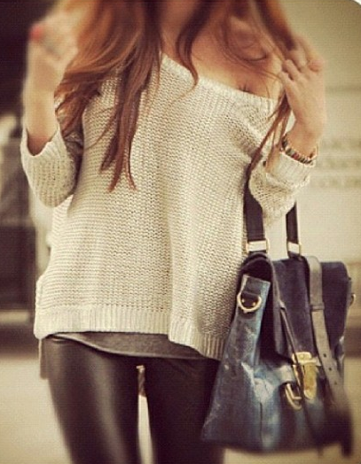 Sweater and leather