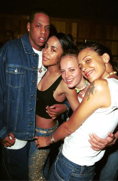 Jay Z aaliyah bijou phillips kidada jones // they look tore up!!!!!!!!!!
