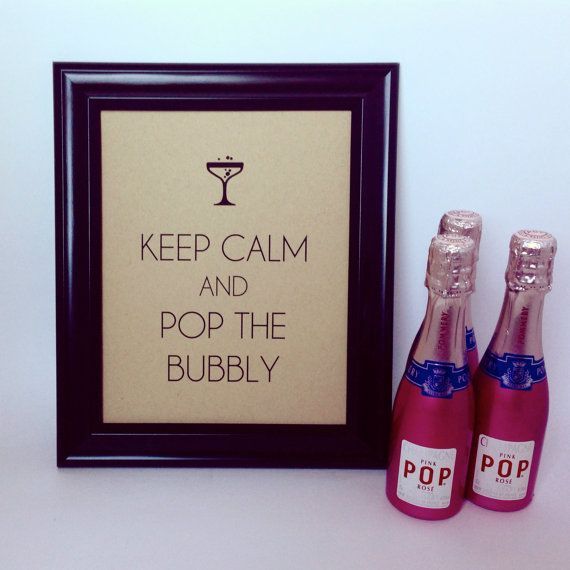 KEEP CALM Sign and Pop the BUBBLY – Art Deco Vintage Champagne Poster Cocktail T