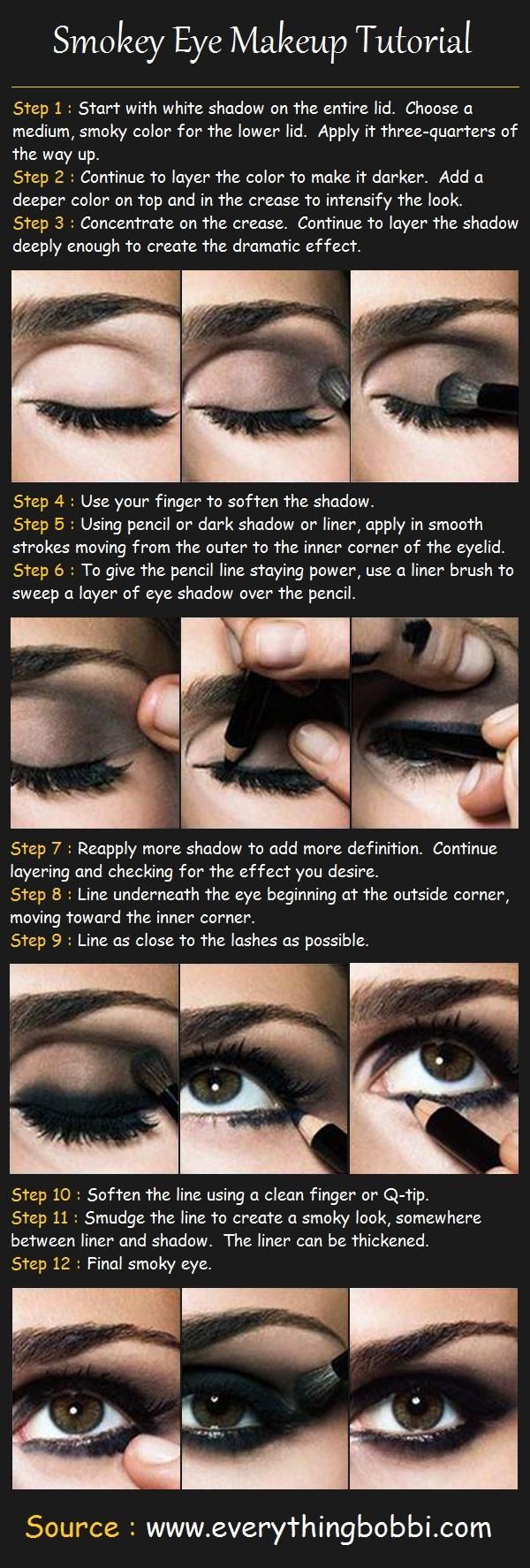 Smokey Eyes Makeup Tutorial: I did this with brown shades of eyeshadow instead o