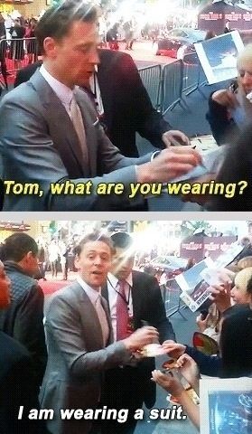 Tom Hiddleston at the premiere of Iron Man. #Sass