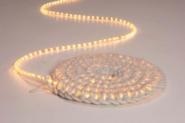 20 DIY Rugs to Brighten Up Your Space. This one is made with a rope light & basi