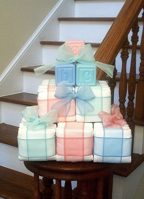 Baby Blocks double as a gift and center piece at the shower