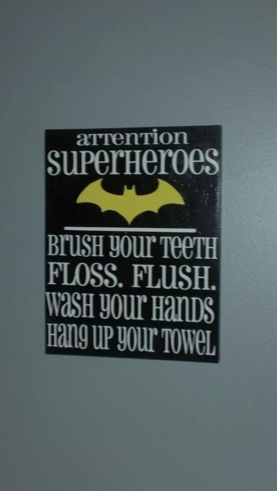 Bathroom Superheroes Sign by WordArtTreasures on Etsy, $15.00