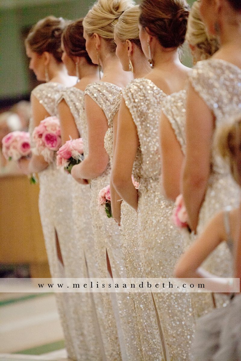 Beautiful sequined bridesmaids dresses