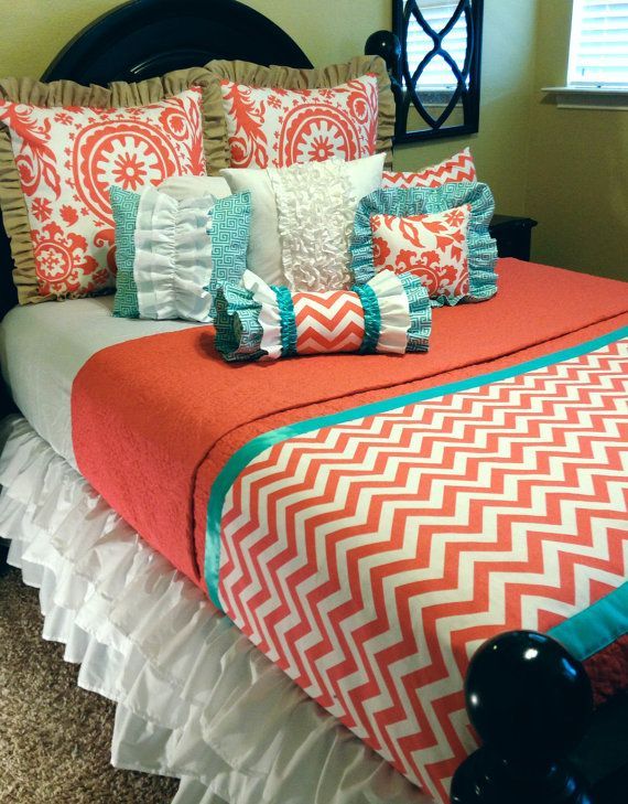 Coral Chevron Custom Bedding on Etsy, $150.00 love this thought of georgia in bl