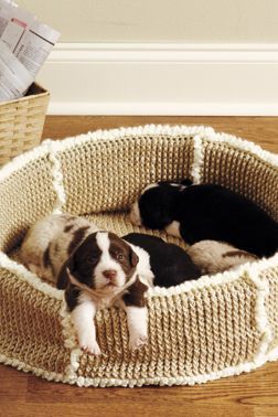 Crocheted “shearling” pet bed
