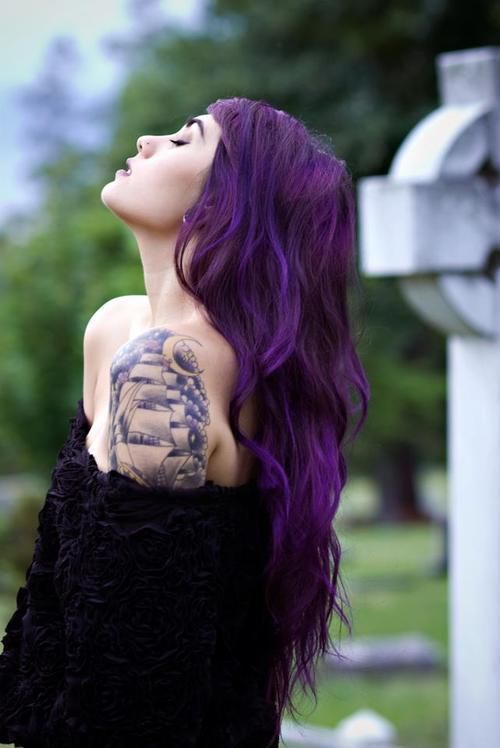 Dark wavy Purple Hair