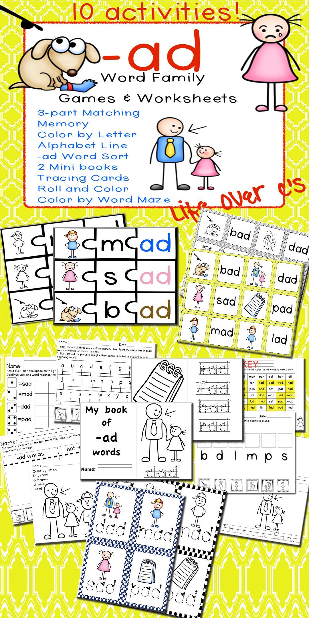 FREE! CVC -ad Word family: 10 engaging activities for students to learn the -ad