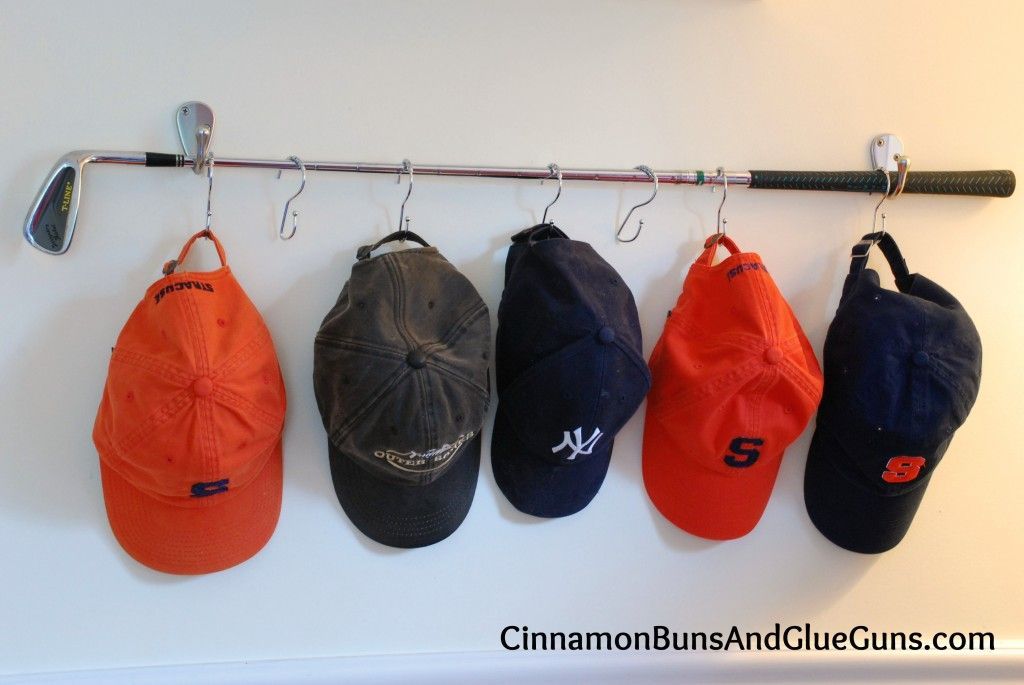 Golf Club Hat Rack, Perfect for all of my boys hats!