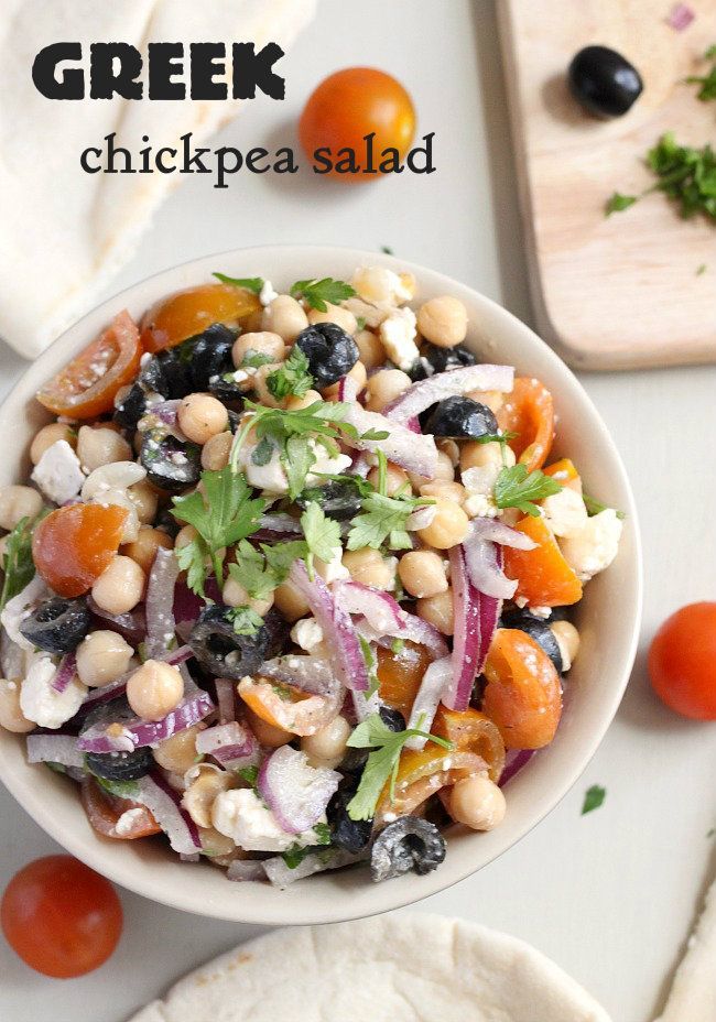 Greek chickpea salad with feta and olives – all the flavours of a tasty Greek sa