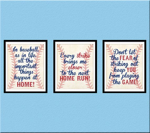 INSTANT DOWNLOAD, Baseball Quotes Nursery Wall Art, Home Run, Vintage, Nursery D