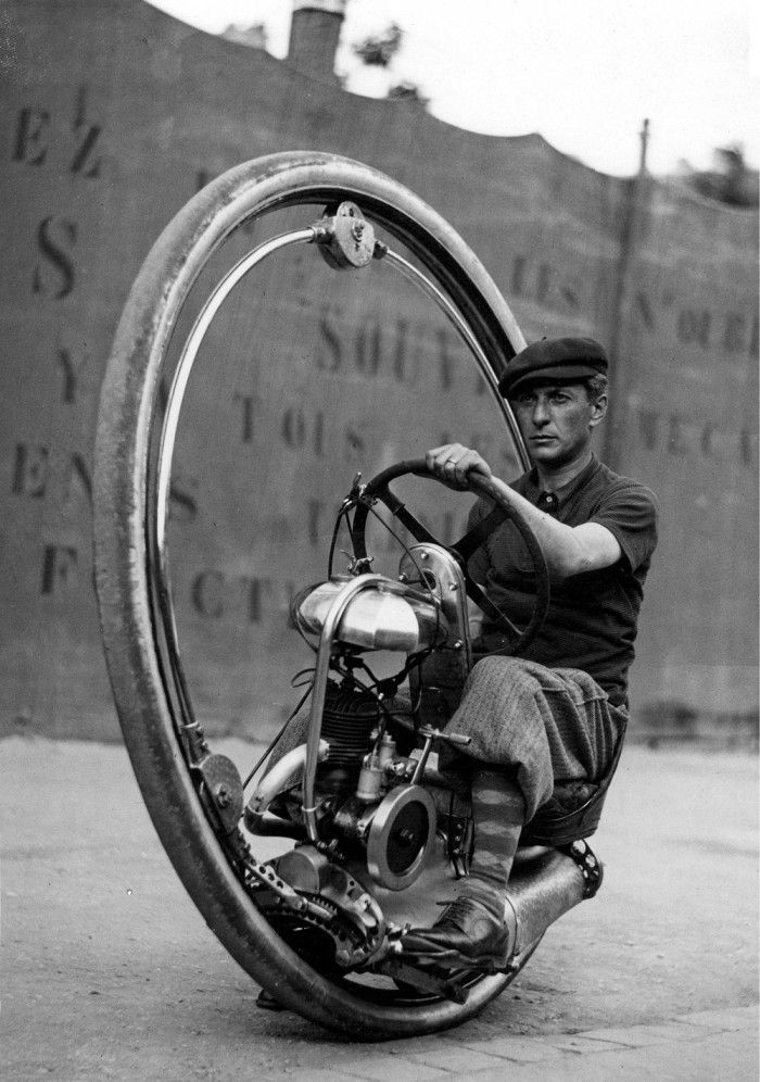 Invented by M. Goventosa de Udine in 1931, the one wheeled motorcycle.  Little i