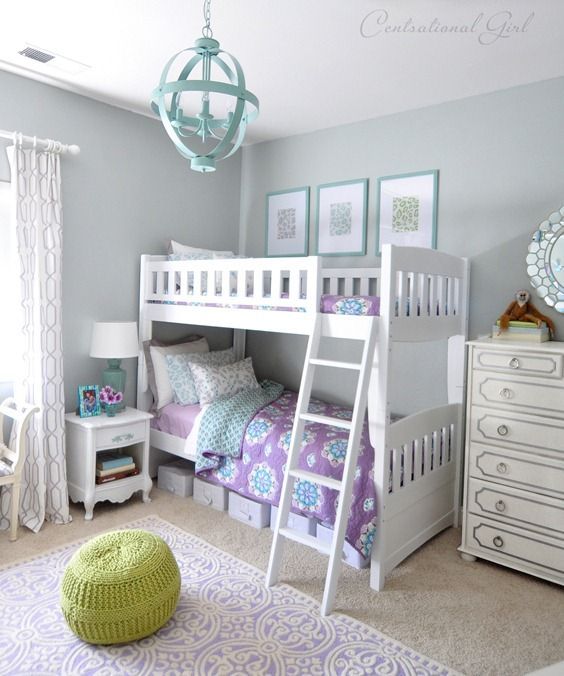 lavender and blue girls room.  I love this!  Might have to rethink the color sch