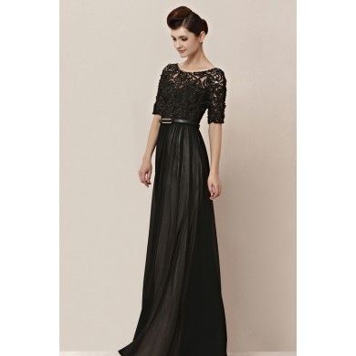 Modest Black Sleeves Prom Formal Evening Dress cx830155