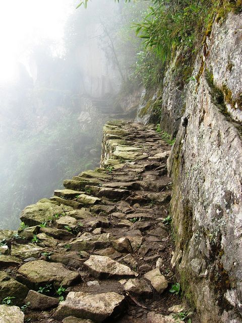 Path to Inca Bridge on the trail to Machu Picchu, Peru