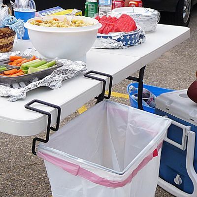 Portable recycling/trash bag holder… perfect for BBQs this summer! Recycle all