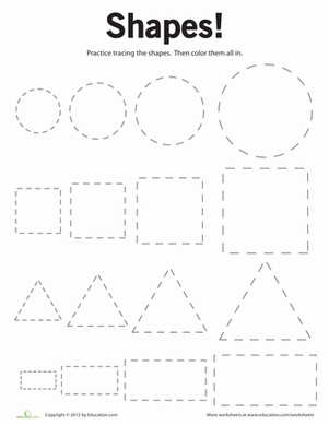 Preschool Shapes Worksheets: Tracing Basic Shapes