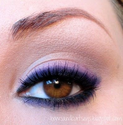Rim eyes with Black Liner, then smoke the line with Purple Shadow! Makes brown/g