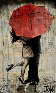 Saatchi Online Artist Loui Jover; Drawing, “the red umbrella” #art Perhaps to re