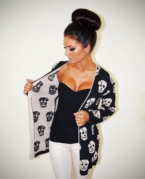 Skull cardigan rockabilly punk goth casual style outfit… WHERE DO I FIND THIS?