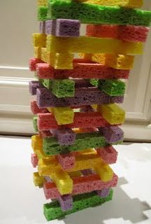 Sponge Tower (cheap & quiet kid activity)