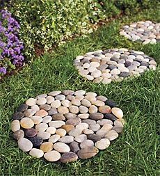 Stepping stones. So easy to make using bags of rocks from the Dollar Tree
