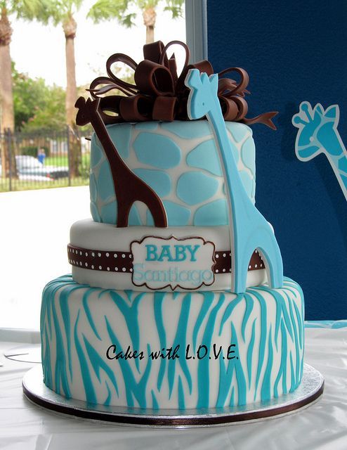 Wild Blue Safari Baby Shower Cake by Cakes with L.O.V.E.@Dakota Stuart Stuart St