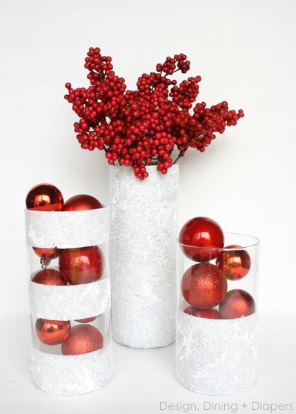 Winter Vases Using Dollar Store Finds by Design, Dining + Diapers #dollartree #c