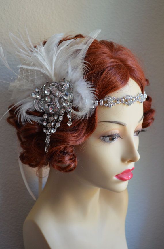 Couture Ivory Feather HeadpieceChampagnewhite by yanethandco