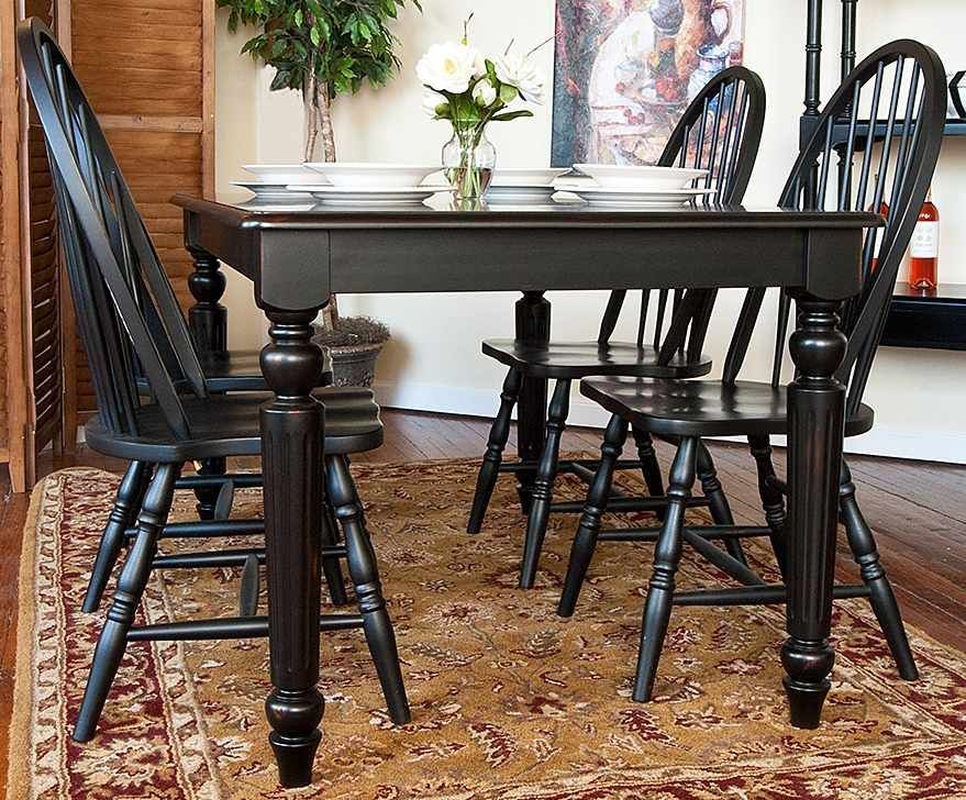 Dining Table & Windsor Chairs Set in Antique Black Finish, color idea to refinis