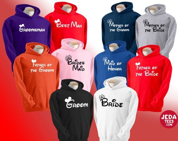 Disney wedding themed Hoodies for your wedding, party or your reception. Availab