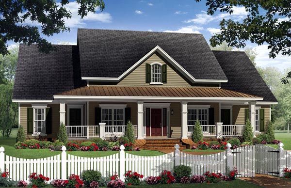 House Plan 59205 | Country Farmhouse Traditional Plan with 2402 Sq. Ft., 4 Bedro