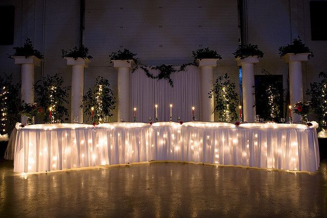 Lights under Head Table, Cake Table, and Gift Table