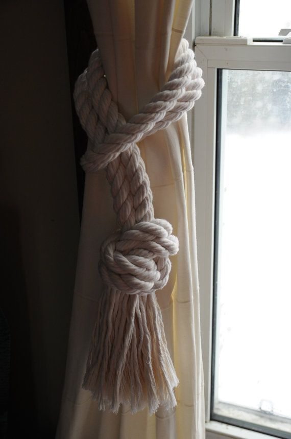 Nautical Decor – Nautical Cotton Rope Curtain Tiebacks – 3/4 Inch Cotton Rope –