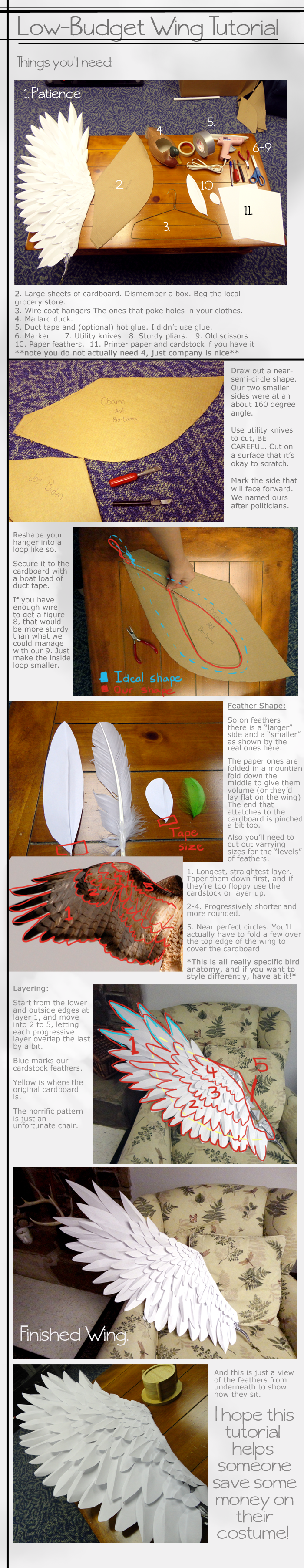 Paper Cosplay Wing Tutorial by ~le-shae on deviantART. Sorry Im pinning so many