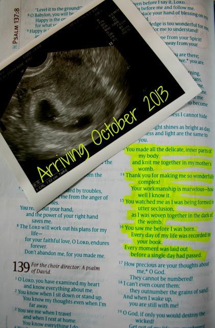 Pregnancy Announcement. I like including the bible verse; especially if it took