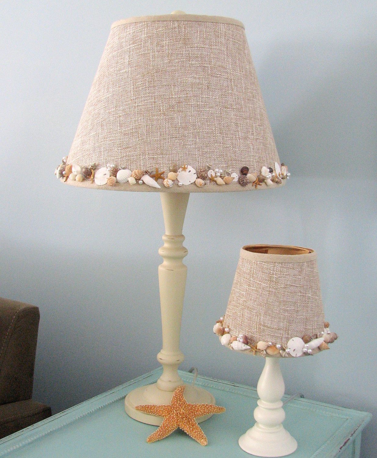 Seashell Lamp with Artisan Embellished Shade