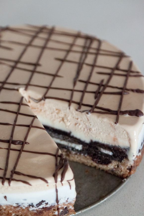 Slutty Brownie Ice Cream Cake….Um, yeah!  Mine didnt turn out that fancy looki