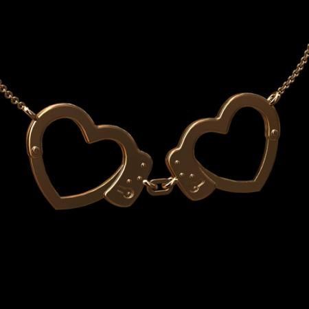 solid 14K pink gold police heart handcuffs necklace – perfect for us police wive